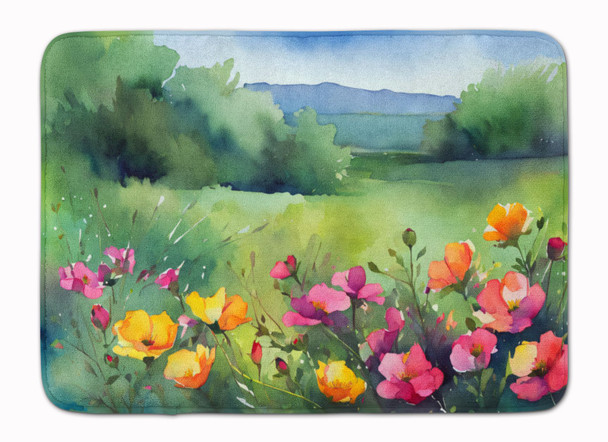 North Dakota Wild Prairie Roses in Watercolor Memory Foam Bath/Kitchen Mat DAC1696 product image at NuMercy