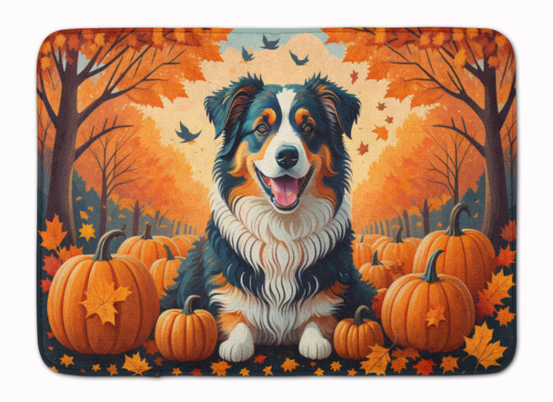 Australian Shepherd Terrier Fall Memory Foam Bath/Kitchen Mat product image at NuMercy