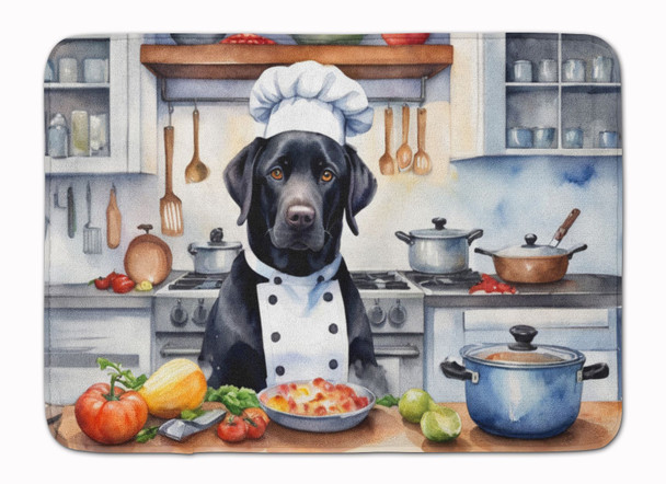 Black Labrador Retriever The Chef Memory Foam Bath/Kitchen Mat product image at NuMercy