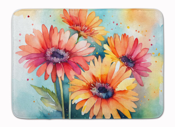 Gerbera Daisies in Watercolor Memory Foam Bath/Kitchen Mat DAC1572 product image at NuMercy