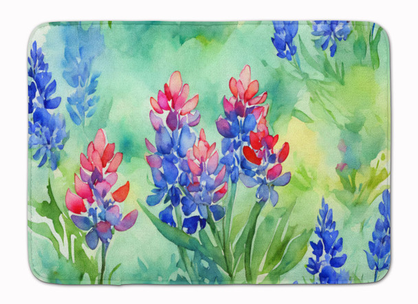 Texas Bluebonnets in Watercolor Memory Foam Bath/Kitchen Mat DAC1709 product image at NuMercy