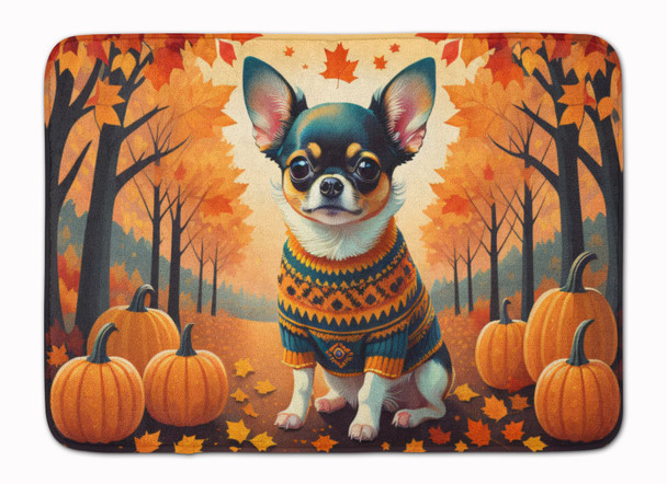 Tricolor Chihuahua Fall Memory Foam Bath/Kitchen Mat product image at NuMercy
