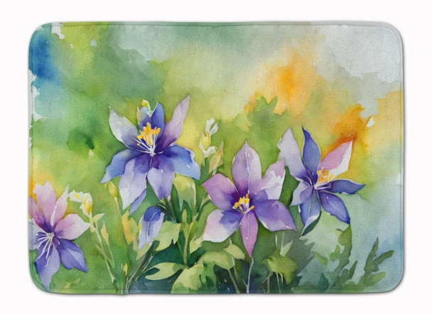 Colorado Rocky Mountain Columbine in Watercolor Memory Foam Bath/Kitchen Mat DAC1631 product image at NuMercy