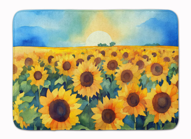 Kansas Sunflowers in Watercolor Memory Foam Bath/Kitchen Mat DAC1655 product image at NuMercy
