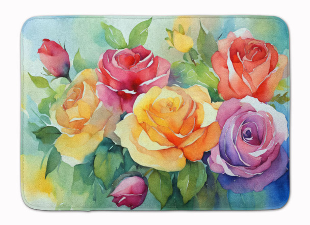 Roses in Watercolor Memory Foam Bath/Kitchen Mat DAC1609 product image at NuMercy