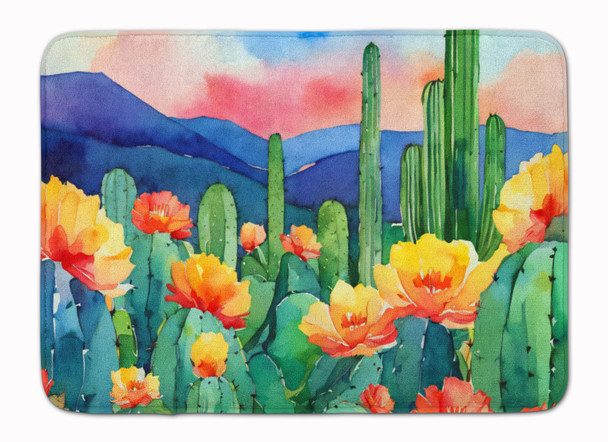 Arizona Saguaro Cactus Blossom in Watercolor Memory Foam Bath/Kitchen Mat DAC1626 product image at NuMercy