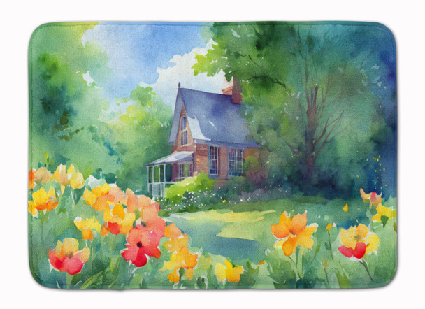 Massachusetts Mayflowers in Watercolor Memory Foam Bath/Kitchen Mat DAC1669 product image at NuMercy