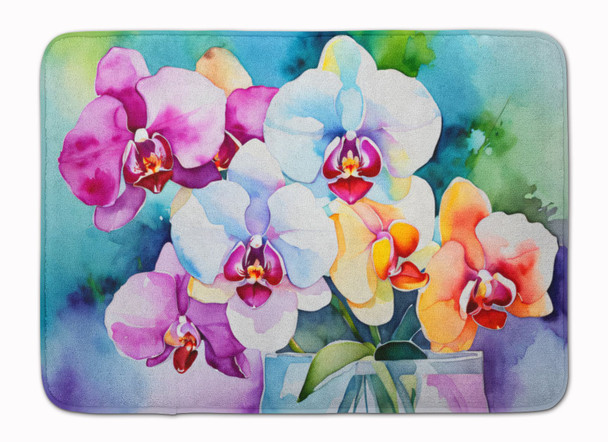 Orchids in Watercolor Memory Foam Bath/Kitchen Mat DAC1600 product image at NuMercy