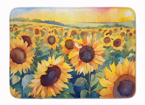 Kansas Sunflowers in Watercolor Memory Foam Bath/Kitchen Mat DAC1653 product image at NuMercy