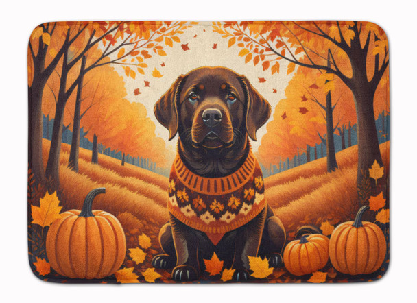 Chocolate Labrador Retriever Fall Memory Foam Bath/Kitchen Mat product image at NuMercy