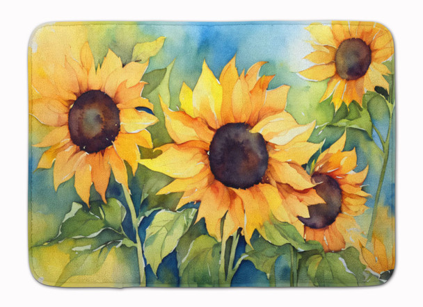Sunflowers in Watercolor Memory Foam Bath/Kitchen Mat DAC1611 product image at NuMercy