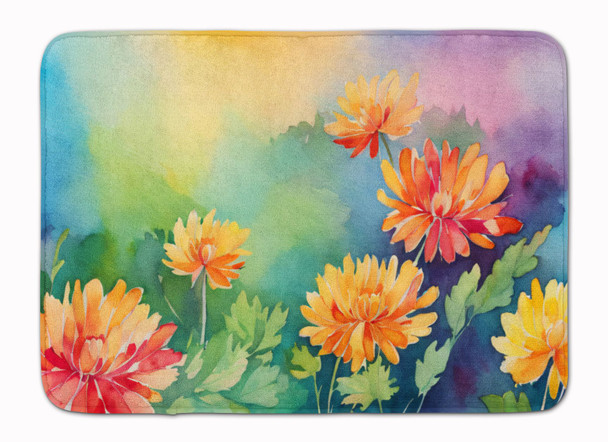 Chrysanthemums in Watercolor Memory Foam Bath/Kitchen Mat DAC1552 product image at NuMercy