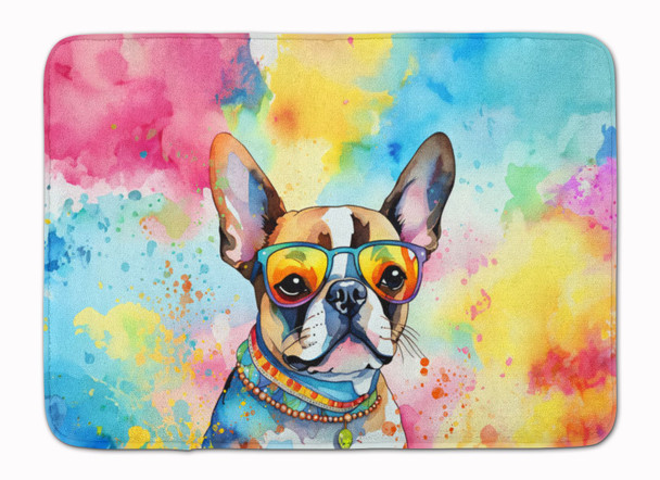 Boston Terrier Hippie Dawg Memory Foam Bath/Kitchen Mat DAC2470 product image at NuMercy