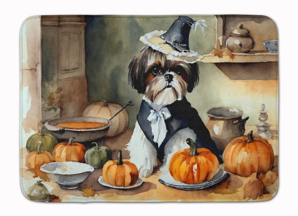Shih Tzu Fall Kitchen Pumpkins Memory Foam Bath/Kitchen Mat product image at NuMercy