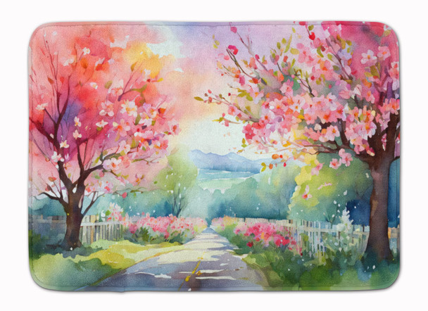 Michigan Apple Blossoms in Watercolor Memory Foam Bath/Kitchen Mat DAC1671 product image at NuMercy