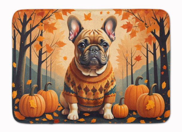 Fawn French Bulldog Fall Memory Foam Bath/Kitchen Mat product image at NuMercy