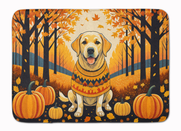 Yellow Labrador Retriever Fall Memory Foam Bath/Kitchen Mat product image at NuMercy