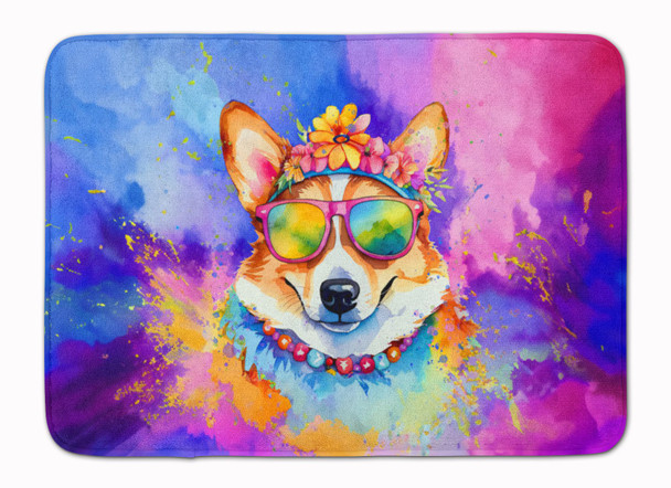 Corgi Hippie Dawg Memory Foam Bath/Kitchen Mat DAC2497 product image at NuMercy