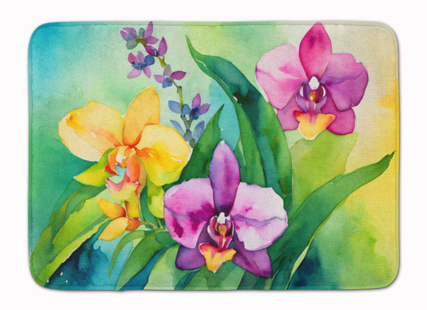 Orchids in Watercolor Memory Foam Bath/Kitchen Mat DAC1564 product image at NuMercy