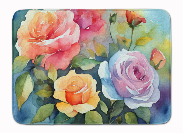 Roses in Watercolor Memory Foam Bath/Kitchen Mat DAC1608 product image at NuMercy