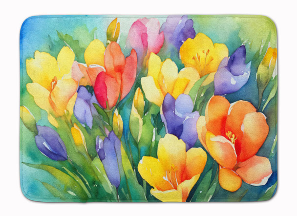 Freesias in Watercolor Memory Foam Bath/Kitchen Mat DAC1568 product image at NuMercy