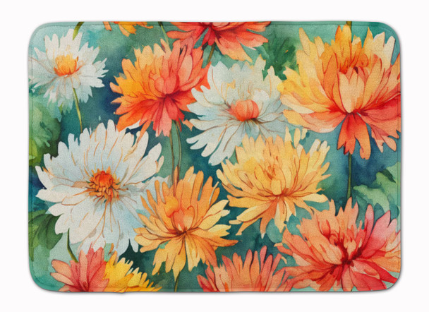 Chrysanthemums in Watercolor Memory Foam Bath/Kitchen Mat DAC1554 product image at NuMercy
