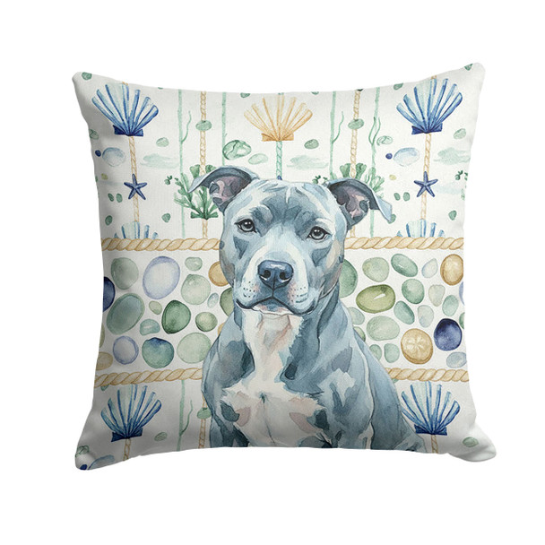Blue American Staffordshire Terrier Coastal Sea Glass Throw Pillow 18" x 18" product image at NuMercy