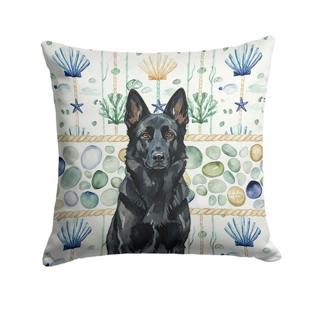 Black German Shepherd Coastal Sea Glass Throw Pillow 18" x 18" product image at NuMercy