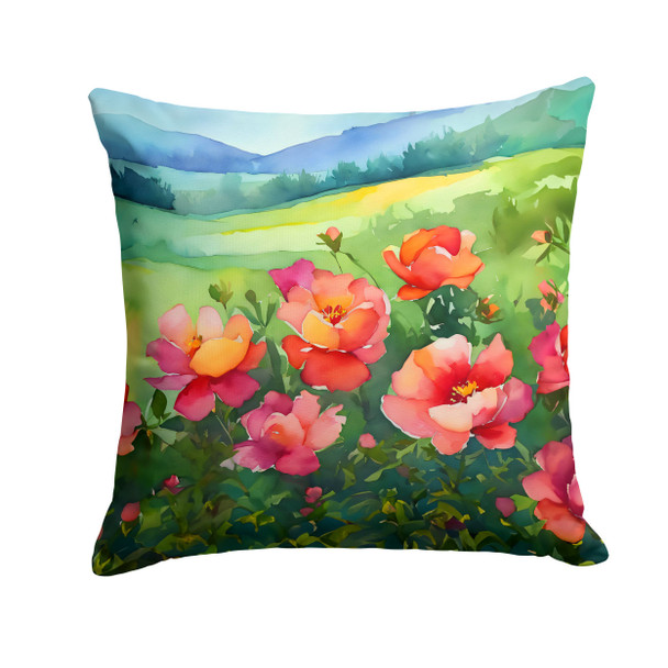 Iowa Wild Prairie Roses in Watercolor Throw Pillow 18" x 18" DAC1652 product image at NuMercy