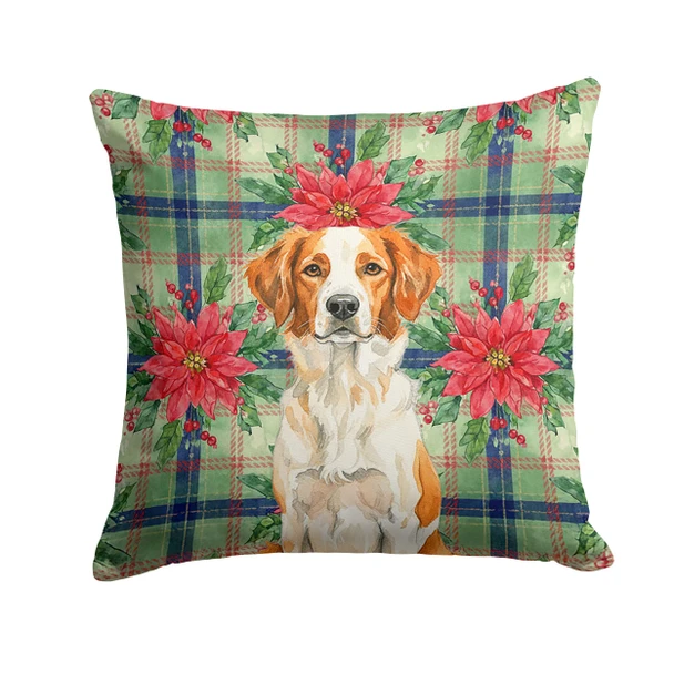 Orange and White Brittany Christmas Poinsettias Throw Pillow 18" x 18" product image at NuMercy