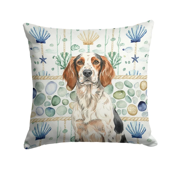 Tricolor English Setter Coastal Sea Glass Throw Pillow 18" x 18" product image at NuMercy