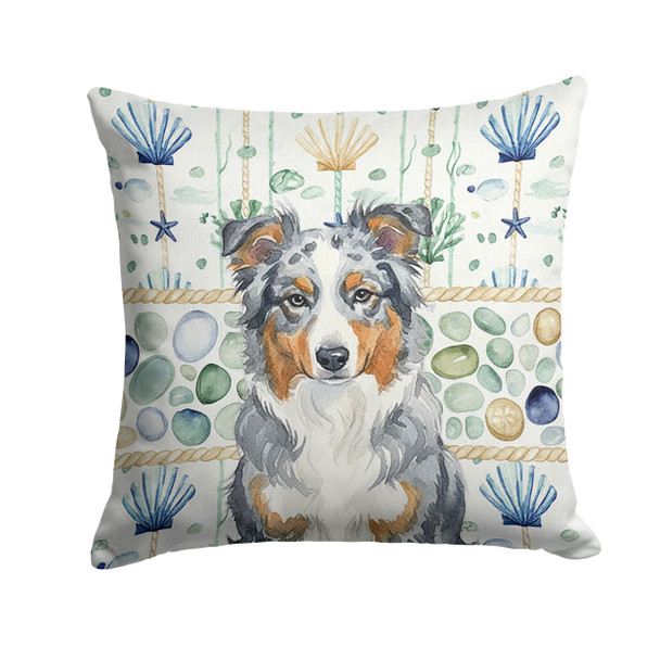 Blue Merle American Shepherd Coastal Sea Glass Throw Pillow 18" x 18" product image at NuMercy