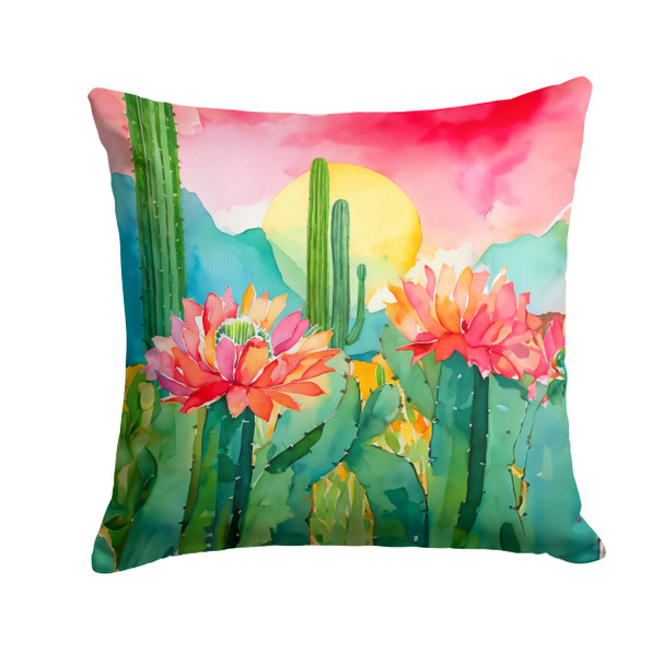Arizona Saguaro Cactus Blossom in Watercolor Throw Pillow 18" x 18" DAC1625 product image at NuMercy