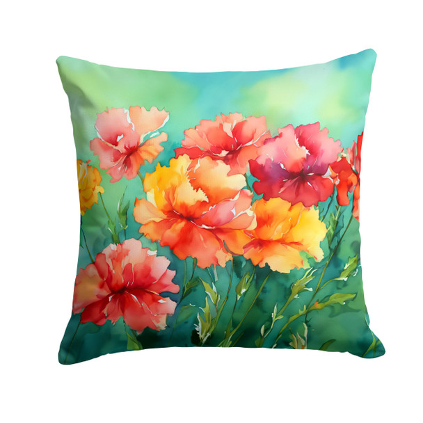 Ohio Scarlet Carnations in Watercolor Throw Pillow 18" x 18" DAC1697 product image at NuMercy