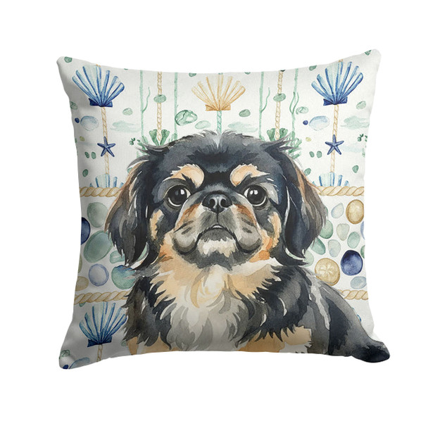 Black and Tan Pekingese Coastal Sea Glass Throw Pillow 18" x 18" product image at NuMercy