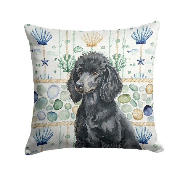 Standard Black Poodle Coastal Sea Glass Throw Pillow 18" x 18" product image at NuMercy