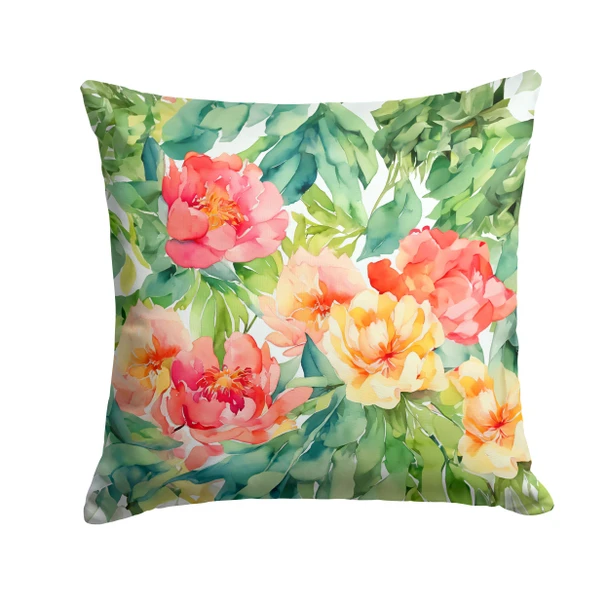 Indiana Peonies in Watercolor Throw Pillow 18" x 18" DAC1649 product image at NuMercy