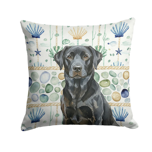 Black Labrador Retriever Coastal Sea Glass Throw Pillow 18" x 18" product image at NuMercy