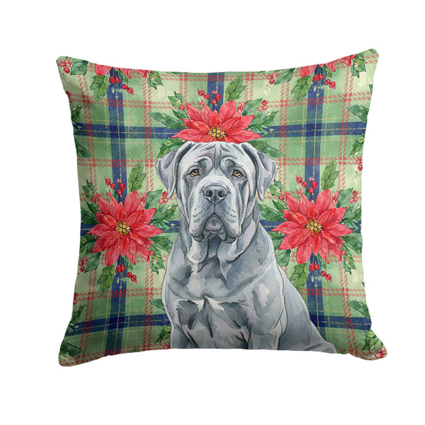 Blue Neapolitan Mastiff Christmas Poinsettias Throw Pillow 18" x 18" product image at NuMercy