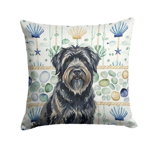 Bouvier des Flandres Coastal Sea Glass Throw Pillow 18" x 18" product image at NuMercy
