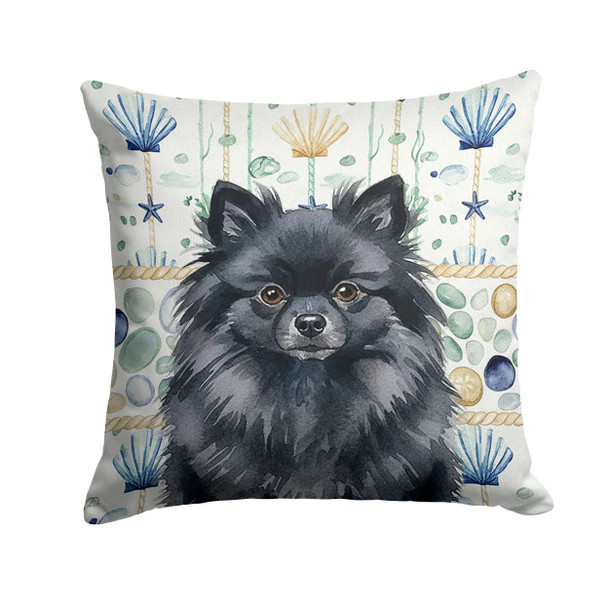 Black Pomeranian Coastal Sea Glass Throw Pillow 18" x 18" product image at NuMercy