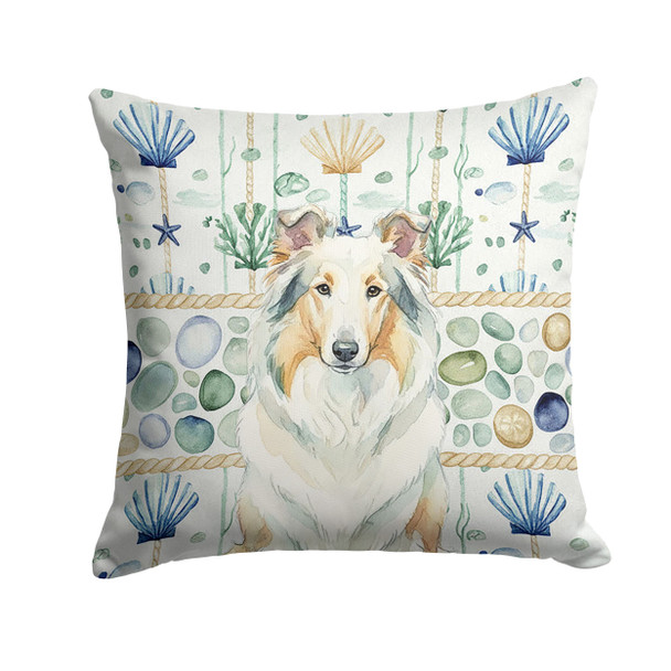 White Collie Coastal Sea Glass Throw Pillow 18" x 18" product image at NuMercy