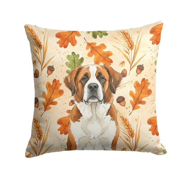 Brown and White Saint Bernard Heirloom Fall Throw Pillow 18" x 18" product image at NuMercy