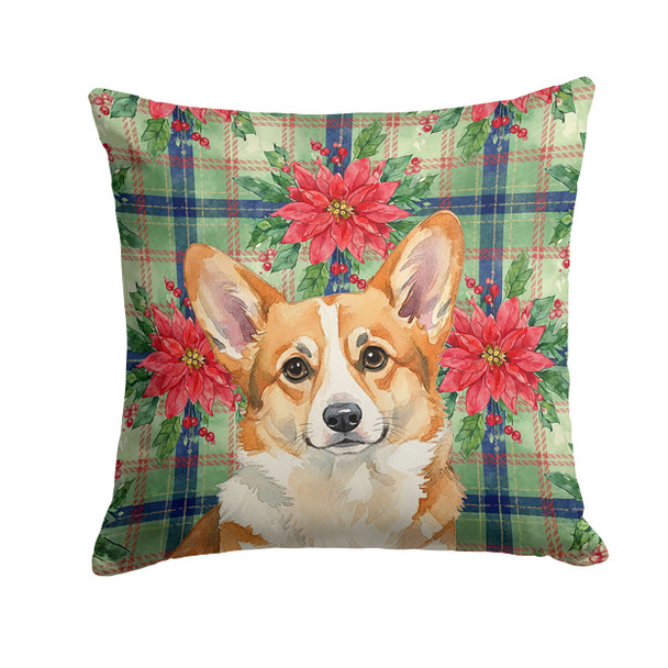 Corgi Christmas Poinsettias Throw Pillow 18" x 18" product image at NuMercy