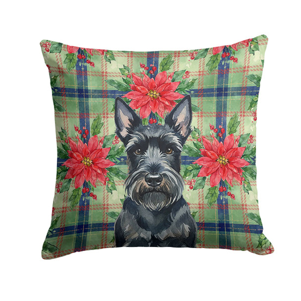 Scottish Terrier Christmas Poinsettias Throw Pillow 18" x 18" product image at NuMercy