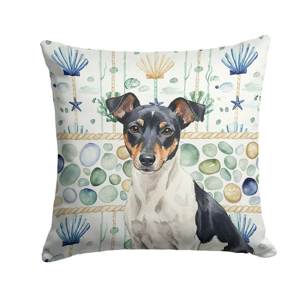Black and White Rat Terrier Coastal Sea Glass Throw Pillow 18" x 18" product image at NuMercy
