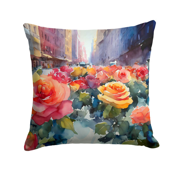 New York Roses in Watercolor Throw Pillow 18" x 18" DAC1691 product image at NuMercy