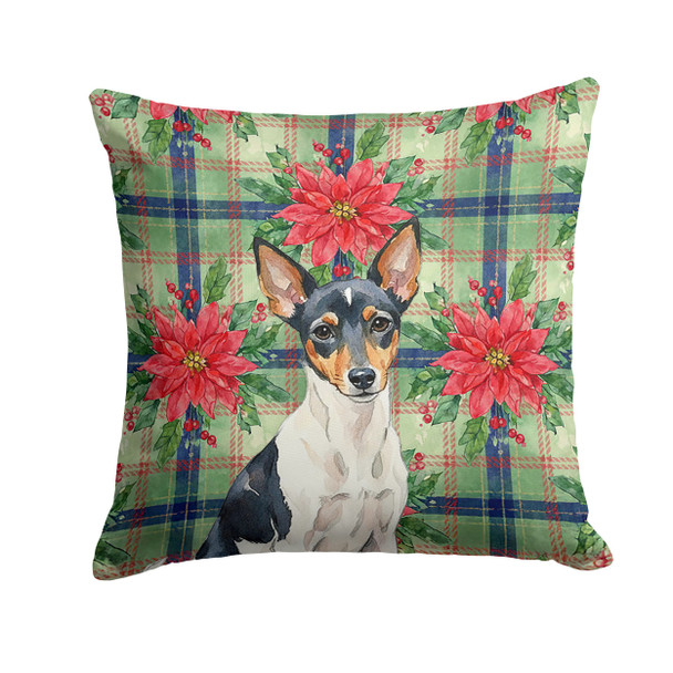 Toy Fox Terrier Christmas Poinsettias Throw Pillow 18" x 18" product image at NuMercy