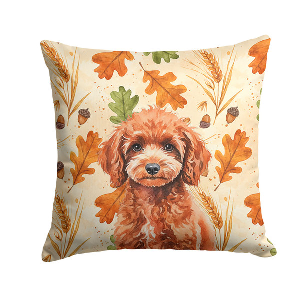 Miniature Red Poodle Heirloom Fall Throw Pillow 18" x 18" product image at NuMercy