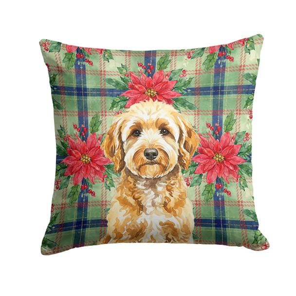 Goldendoodle Christmas Poinsettias Throw Pillow 18" x 18" product image at NuMercy